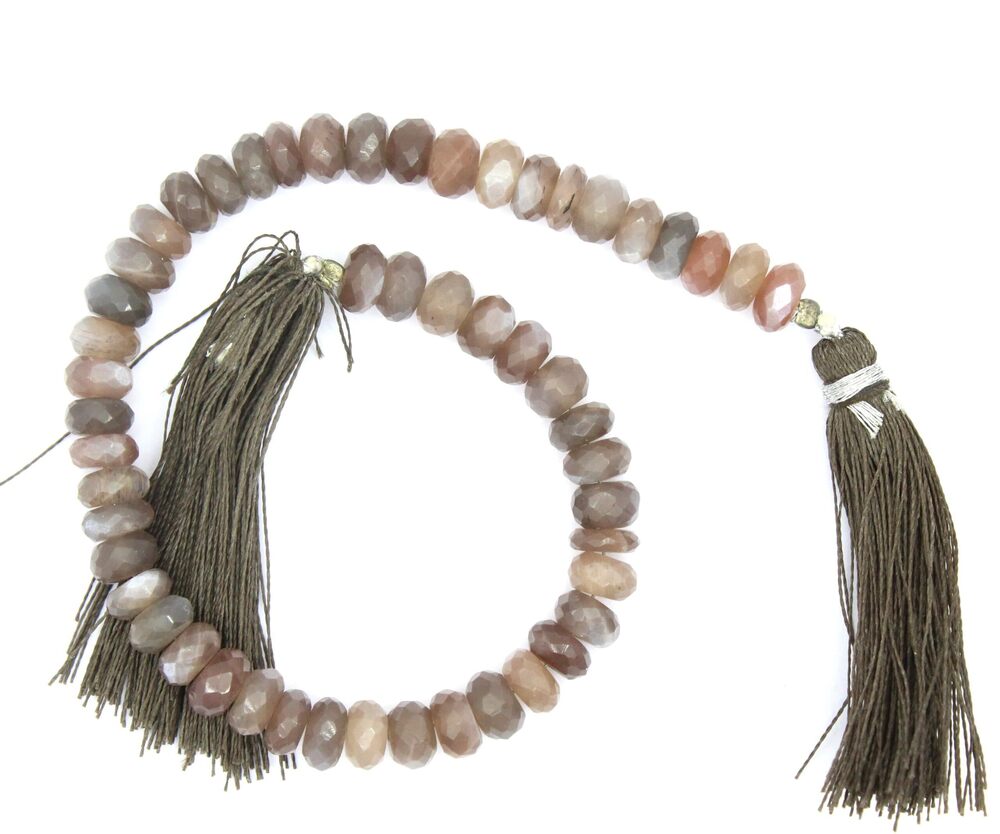 5353 Natural 51 Pieces Faceted Coffee Moonstone Rondelle Shape Gemstone